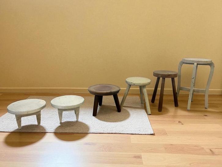 vintage rond mini plantentafeltje / krukje / bijzettafel, Antiek en Kunst, Curiosa en Brocante, Ophalen