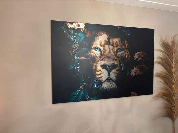 120x100cm dibond leeuw Lion ls schilderij van poster junkie, Huis en Inrichting, Woonaccessoires | Schilderijen, Tekeningen en Foto's