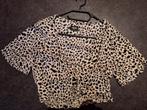 Crop top shirt panterprint zwart wit maat XS, Zwart, Ophalen of Verzenden, Zo goed als nieuw, Korte mouw