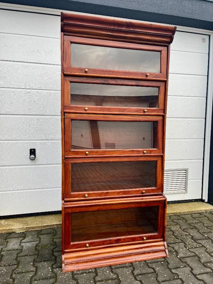 boeken kast globe wernicke vitrine mahonie eiken leg art dec, Huis en Inrichting, Kasten | Boekenkasten, Gebruikt, 50 tot 100 cm