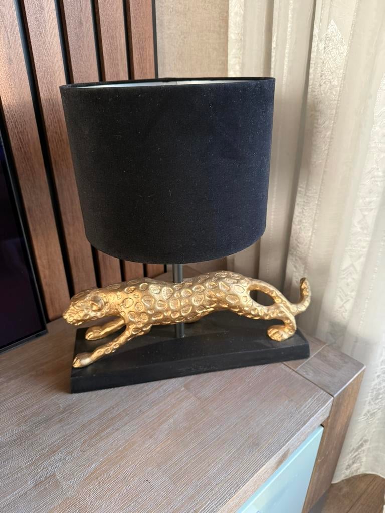 Mooie panter lamp met zwarte en lichte kap, Ophalen, Zo goed als nieuw, Rond