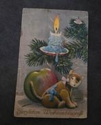 Katje, een appel, een brandende kaars en dennentakken, Verzamelen, Verzenden, Voor 1920, Gelopen, Feest(dag)