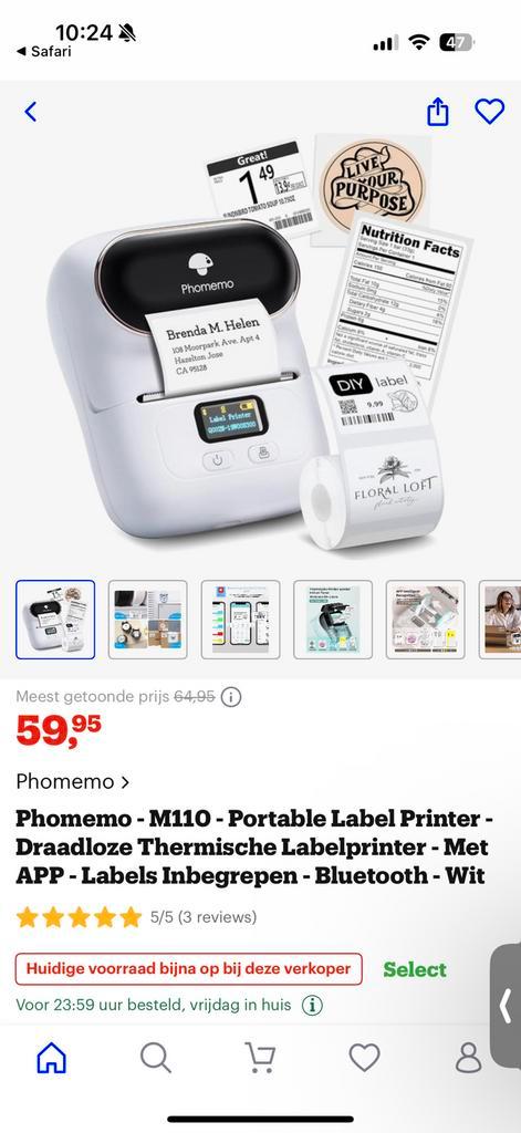 Tweedehands ongebruikt Phomemo label printer m110, zwart,, Computers en Software, Labelprinters, Zo goed als nieuw, Ophalen of Verzenden
