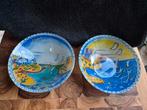Twee Griekse glazen schaaltjes - 16 cm, Gebruikt, Schaal, Rond, Ophalen of Verzenden