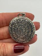 Z561 Prachtige zilveren hanger ‘schijf van phaistos’, Ophalen of Verzenden, X, Zilver, Zilver