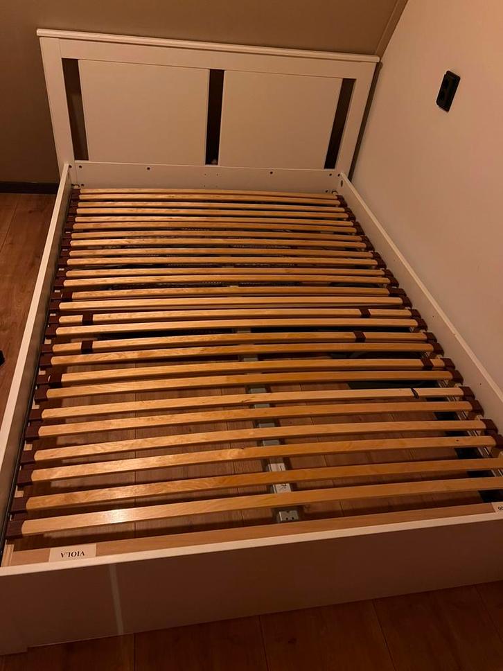 Ikea malm bed + lattenbodem, Huis en Inrichting, Slaapkamer | Bedden, Gebruikt, Tweepersoons, 140 cm, Hout, Wit, Ophalen