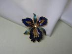 Broche emaille orchidee bloem, Sieraden, Tassen en Uiterlijk, Broches, Verzenden, Zo goed als nieuw, Overige materialen