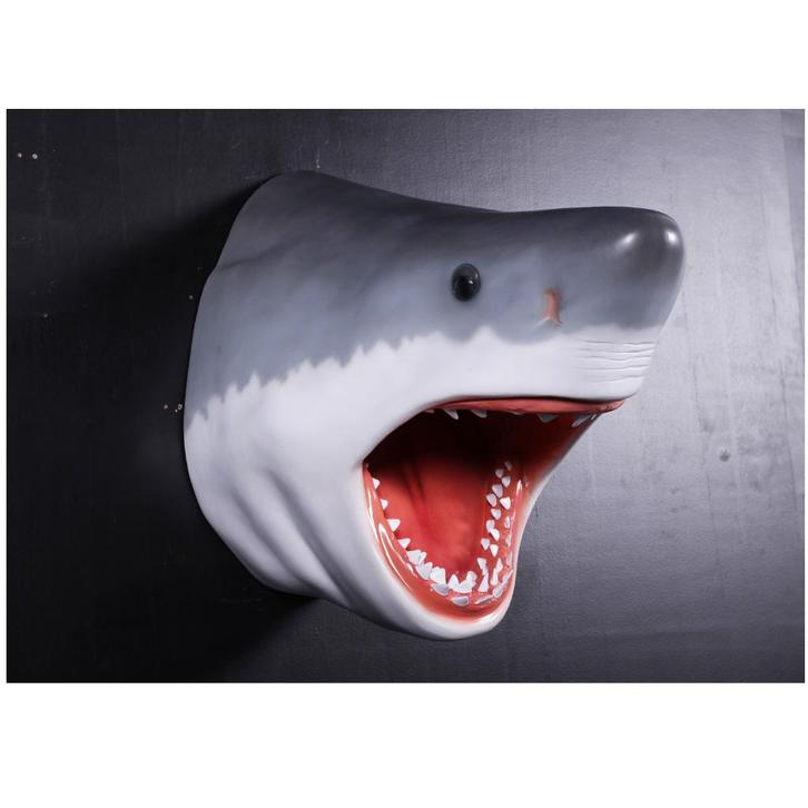 Shark Great White Head 25 cm - Haaienkop decoratie polyester, Verzamelen, Dierenverzamelingen, Nieuw, Ophalen