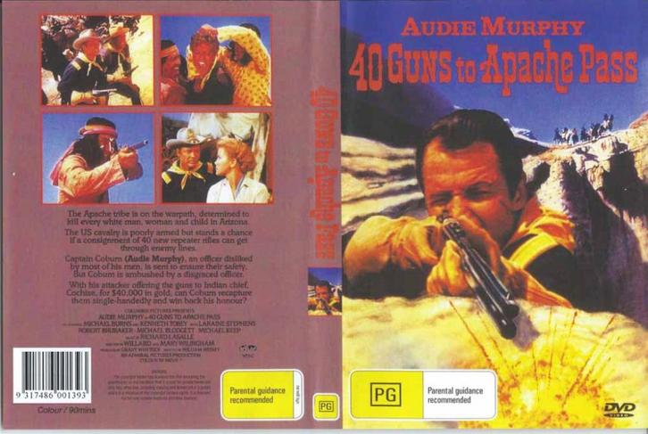 40 Guns to Apache Pass 1967 DVD met Audie Mu, Cd's en Dvd's, Dvd's | Klassiekers, Zo goed als nieuw, Actie en Avontuur, 1960 tot 1980