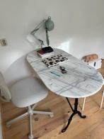 Ovalen tafel wit marmer, gietijzer onderstel. Nieuw. 60x120, Nieuw, Overige materialen, Ophalen, Ovaal