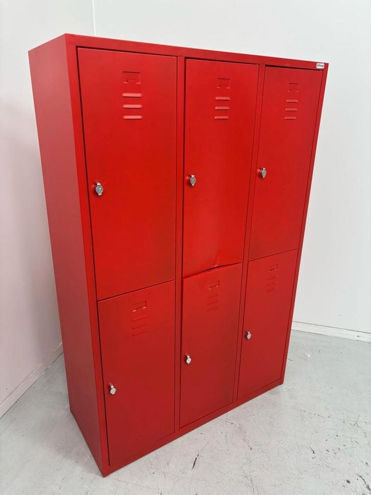 Lockerkast 3-delig 6-deurs - Vuurrood | PovagTweedeLeven, Huis en Inrichting, Kasten | Lockerkasten, Nieuw, Ophalen of Verzenden