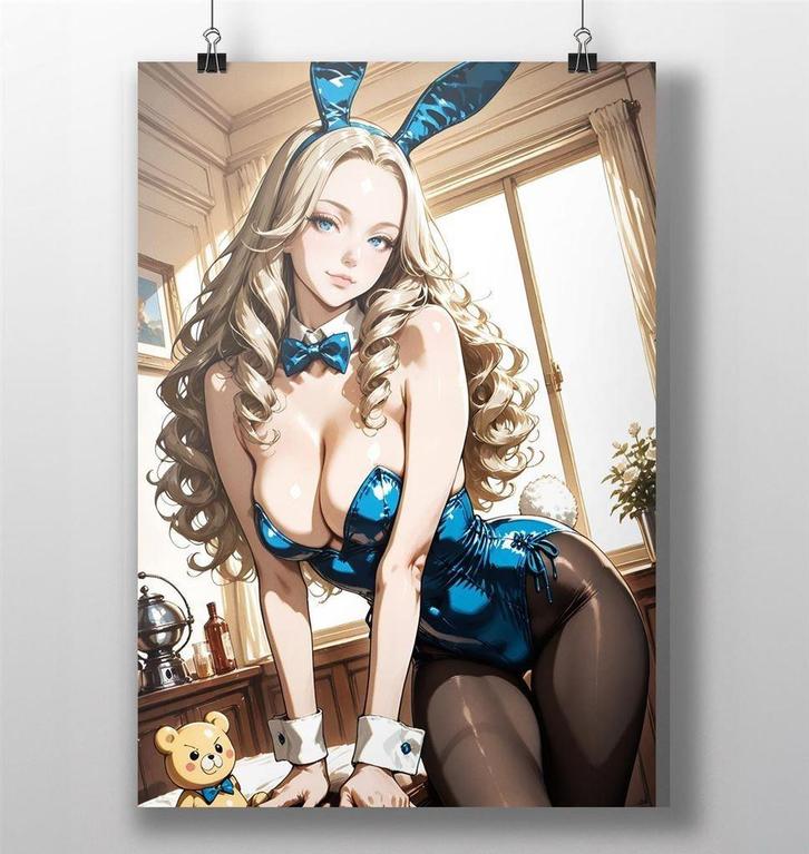 Blond Sexy Anime Bunnygirl Waifu Poster #1, Verzamelen, Stripfiguren, Nieuw, Beeldje of Figuurtje, Kuifje, Verzenden