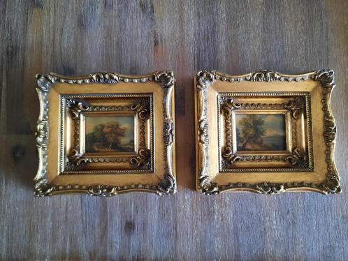 2 stuks zeer fraai klein schilderij - Initialen H.W.., Antiek en Kunst, Kunst | Schilderijen | Klassiek, Ophalen of Verzenden