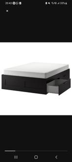 Brimnes Bed Ikea zwart 140x200, Huis en Inrichting, Slaapkamer | Bedden, Gebruikt, Ophalen of Verzenden, 140 cm, Hout