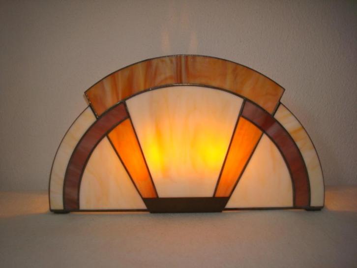 Tiffany Art Deco Tafel/Wandlamp (breedte 44,5 cm), Antiek en Kunst, Antiek | Lampen, Ophalen