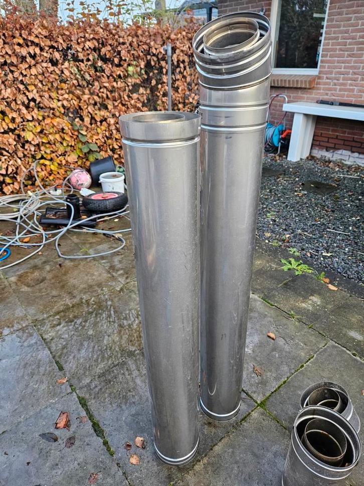 rookgasafvoer dubbelwandig alu  100mm & 150mm diameter, Doe-het-zelf en Verbouw, Verwarming en Radiatoren, Zo goed als nieuw, Overige typen