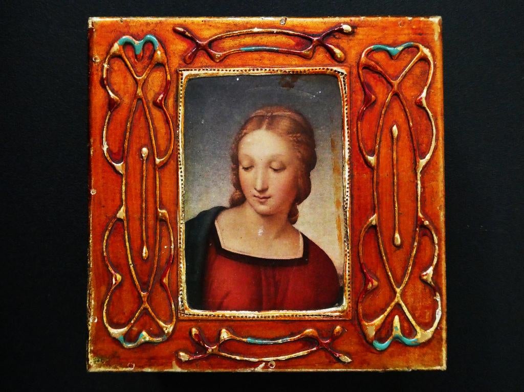 Florentijns kistje icoon Madonna del Cardellino sieradenkist, Antiek en Kunst, Antiek | Religie, Ophalen of Verzenden