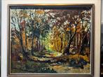 Olieverfschilderij op doek bospad, Antiek en Kunst, Kunst | Schilderijen | Klassiek, Ophalen of Verzenden