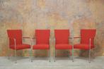 ZGANieuw! 4 rode stoffen Bert Plantagie Style design stoelen, Huis en Inrichting, Stoelen, Vier, Design, Metaal, Zo goed als nieuw