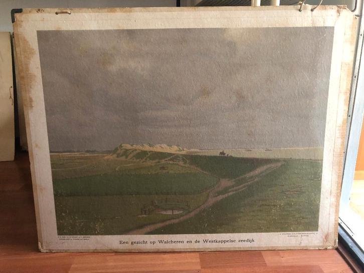 schoolplaat "Een gezicht op Walcheren ...", Antiek en Kunst, Antiek | Schoolplaten, Aardrijkskunde, Ophalen of Verzenden