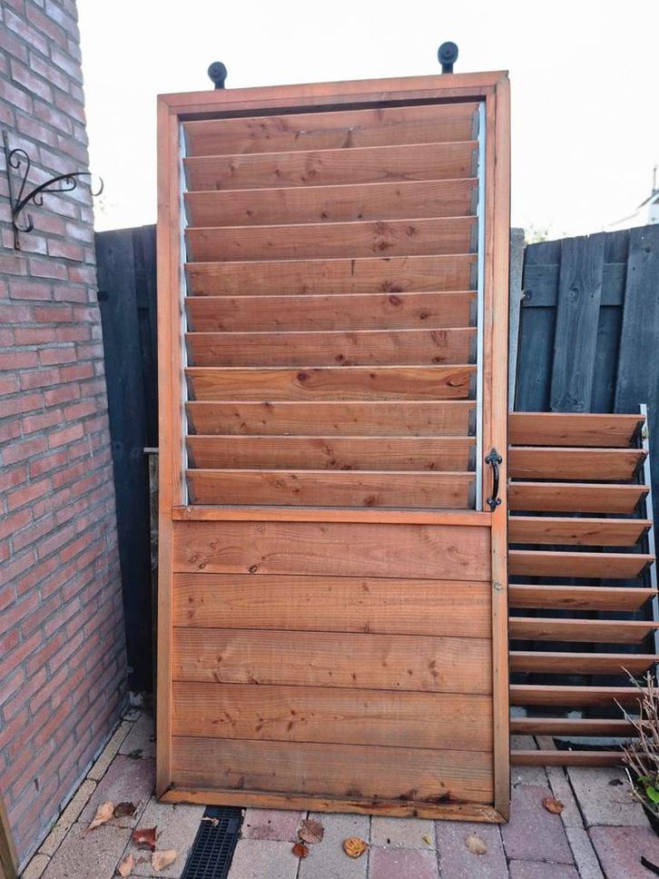 Douglas Schuifdeuren/Staldeuren met Rails, Doe-het-zelf en Verbouw, Deuren en Horren, Gebruikt, Buitendeur, 215 cm of meer, 100 tot 120 cm