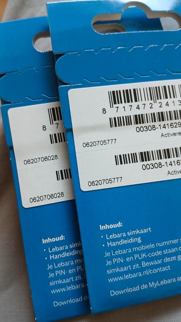 2 Makkelijk nummers lebara prepaid 0620706028 - 0620705777, Telecommunicatie, Prepaidkaarten en Simkaarten, Nieuw, Simkaart, Overige providers