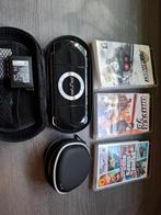 PSP Zwart met 3 Games en Accessoires, Ophalen, Zwart, PSP, Gebruikt