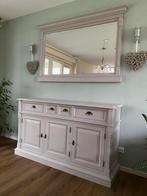 Dressoir en spiegel, in taupe, Ophalen, Gebruikt, 150 tot 200 cm, Grenenhout