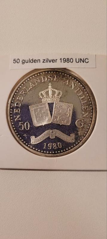 Zilveren 50 Gulden 1980 UNC beschikbaar voor biedingen