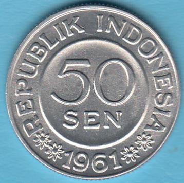 Indonesië 50 Sen 1961, KM# 14 in munthouder  beschikbaar voor biedingen