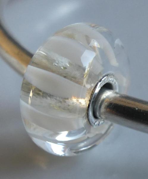 Trollbeads WITTE STREEP, Sieraden, Tassen en Uiterlijk, Bedels, Zo goed als nieuw, Trollbeads, 1 bedel, Verzenden