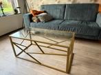 Gouden Art Deco Salontafel met Glasplaat, Huis en Inrichting, Ophalen, 100 tot 150 cm, 50 tot 100 cm, Minder dan 50 cm