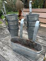 Zinken hangpotten, Tuin en Terras, Bloembakken en Plantenbakken, Ophalen, Gebruikt, Minder dan 30 cm, Minder dan 60 cm