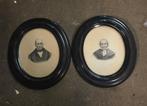 Antieke zwarte houten ovale fotolijsten, Antiek en Kunst, Antiek | Woonaccessoires, Ophalen