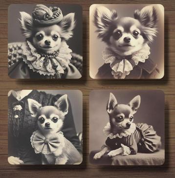 Chihuahua Victoriaanse Onderzetters met houder beschikbaar voor biedingen