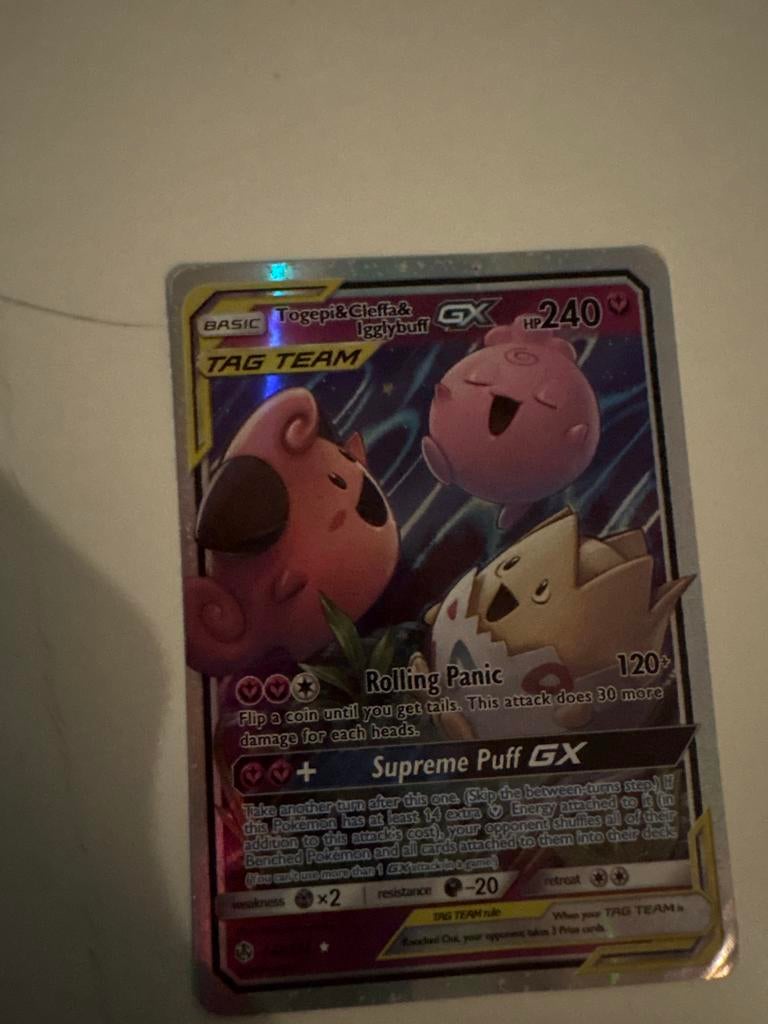 Pokemon kaart Togepi & Cleffa & Igglybuff GX, Ophalen of Verzenden, Gebruikt, Losse kaart, Foil