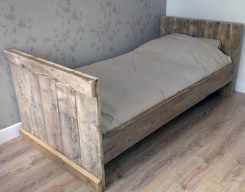 steiger houten bed, 90 cm, Eenpersoons, Bruin, Zo goed als nieuw