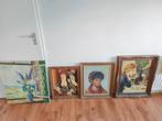 Diverse schilderijen, 4 stuks, verschillende stijlen, Antiek en Kunst, Ophalen of Verzenden