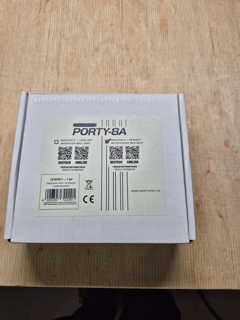 Omnitronic  Porty 8A bodypack  + mic 863.1mhz, Omitronic, Overige typen, Nieuw, Ophalen of Verzenden