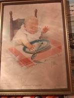 Schilderij netjes eten in oude lijst., Ophalen