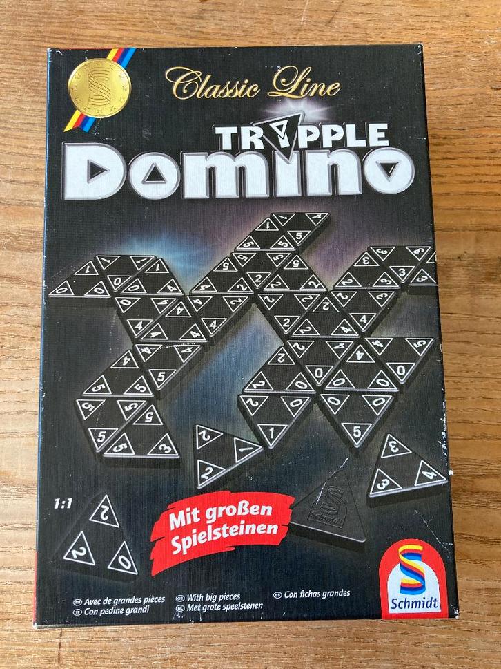 Schmidt - Tripple Domino (voor 1-4 spelers, 6+ jaar) zgan, Hobby en Vrije tijd, Gezelschapsspellen | Bordspellen, Zo goed als nieuw