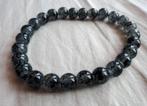 Iets doorzichtige zwart/grijze kralen armband, Sieraden, Tassen en Uiterlijk, Armbanden, Gebruikt, Verzenden, Elastiek, Grijs