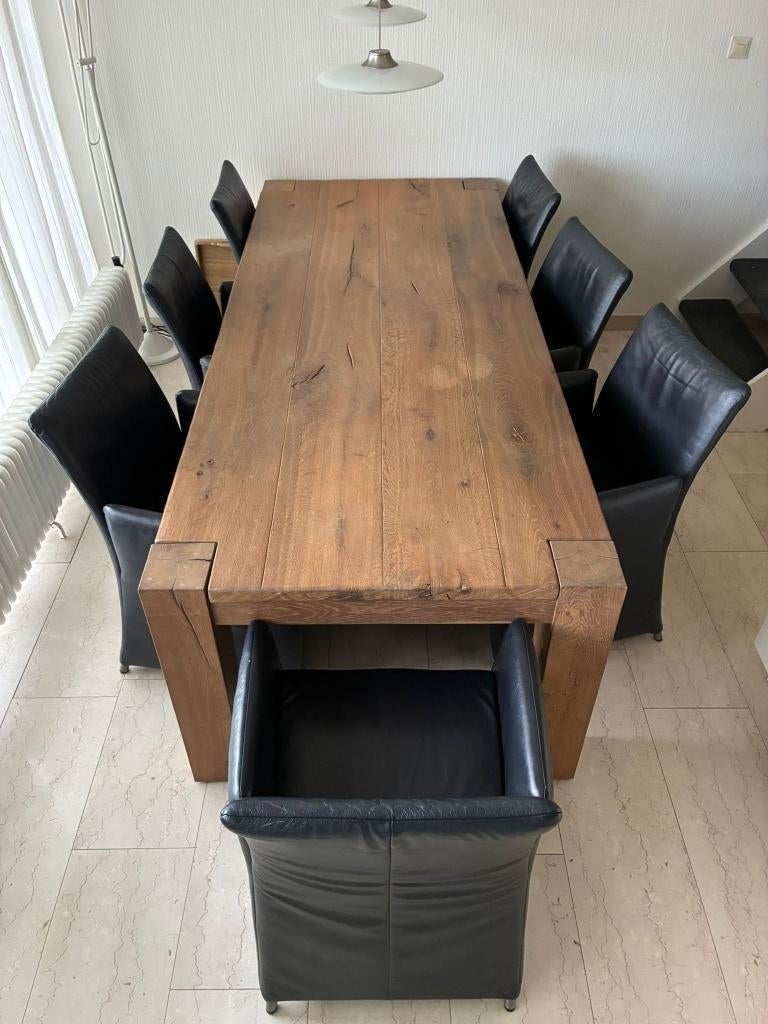 Eiken tafel 100x240cm + bijpassende salontafel, Huis en Inrichting, Tafels | Eettafels, Ophalen, Gebruikt, Eikenhout, 200 cm of meer