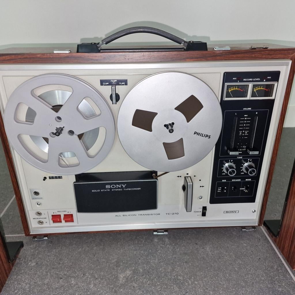 Vintage Sony TC-270 Bandrecorder met speakers, Audio, Tv en Foto, Bandrecorders, Ophalen, Bandrecorder, Met banden