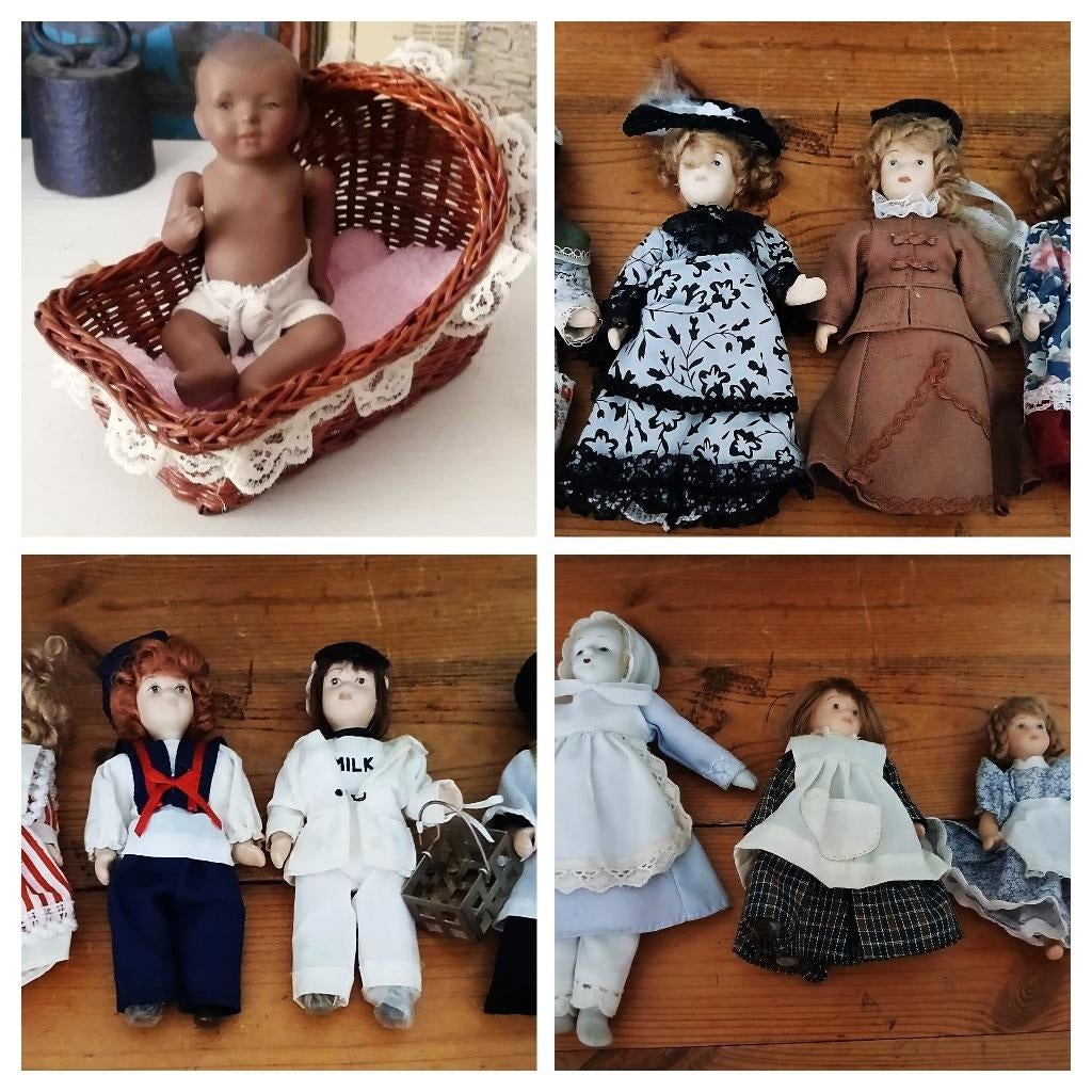 Diverse brocante porselein poppetjes b.v. voor poppenhuis, Antiek en Kunst, Curiosa en Brocante, Ophalen of Verzenden