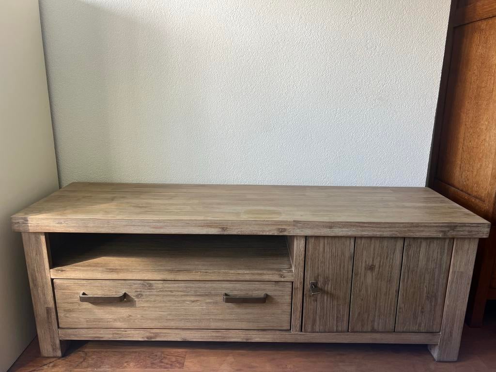 GRATIS teak-look tv meubel, Ophalen, Gebruikt, 100 tot 150 cm, Minder dan 100 cm