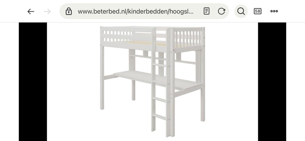 Hoogslaper met bureau en plankjes - model Kris van Beter Bed, Ophalen, Eenpersoons, Zo goed als nieuw, 90 cm