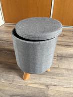 Grijs krukje met opbergruimte en losse deksel, Ophalen, Zo goed als nieuw, Overige materialen