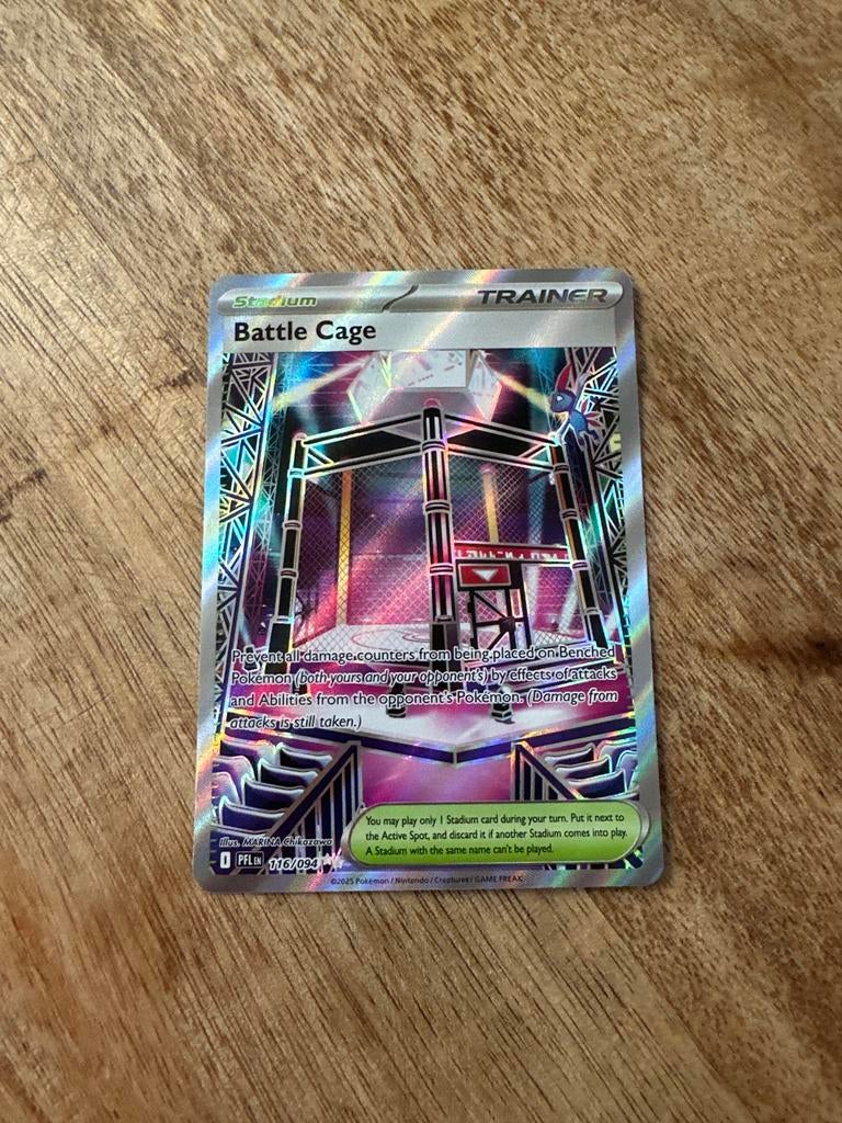 Pokémon Battle Cage Trainer Kaart - Stadium Foil 116/094, Ophalen of Verzenden, Zo goed als nieuw, Losse kaart, Foil