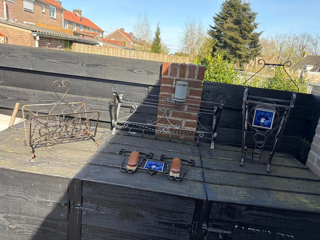 Smeedijzere oude krantenbak / paraplubak / kapstok / rek, Antiek en Kunst, Ophalen of Verzenden
